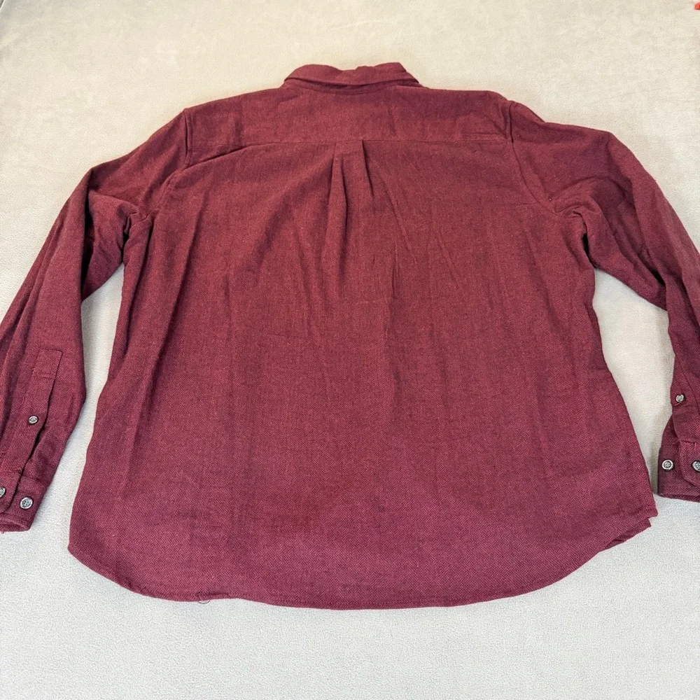 Eddie Bauer Men’s Burgundy Herringbone Long Sleeve Button Up Shirt- XXL - Picture 7 of 7